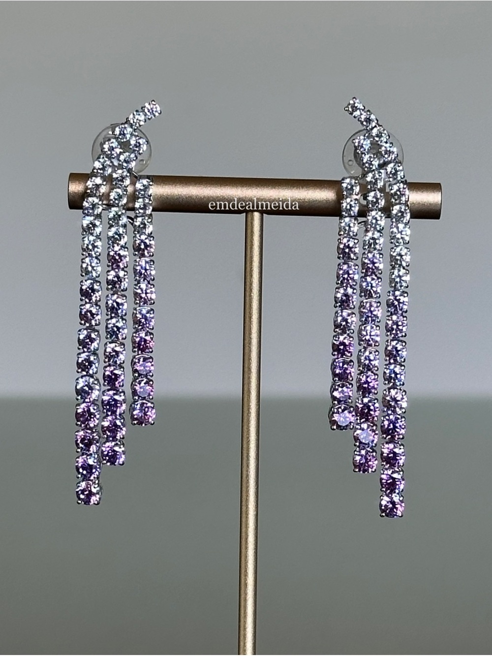 Swarovski Crystal Purple Matrix Clip Gradient Rhodium Plated Earrings 5705831